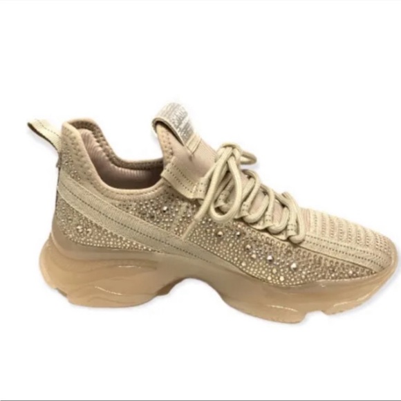 Steve Madden MAXIMA Blush Multi Textile Lace Up Sneakers with rhinestones NEW - Picture 3 of 11